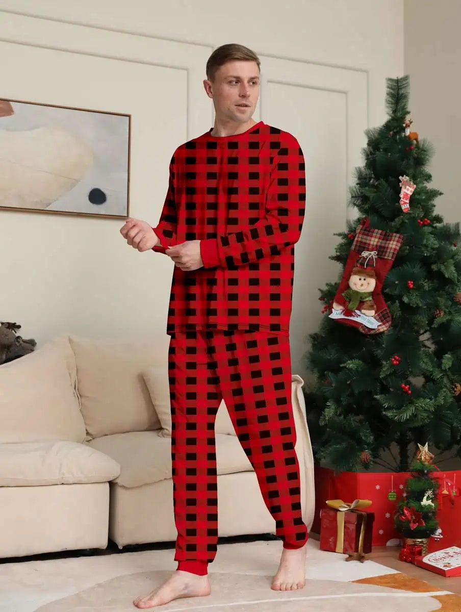 **Christmas Plaid Matching Family Pajamas Set - Cozy Holiday PJS for Family Photos & Festive Gatherings**