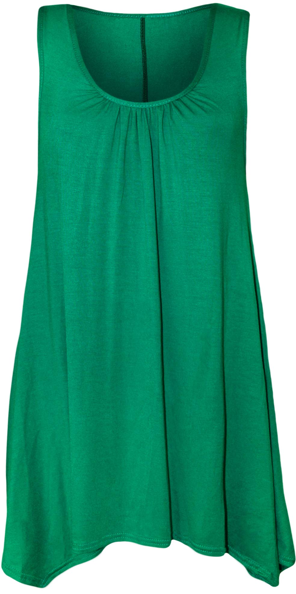 Women's Scoop Neck Sleeveless Flared Swing Hanky Hem Vest Top - Casual Summer Tops for Beach, Party & Everyday Wear