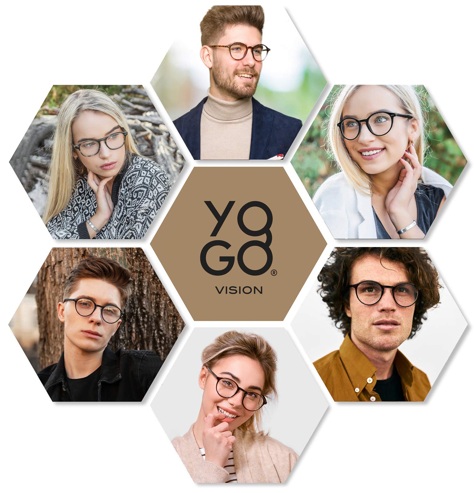 Blue Light Blocking Reading Glasses for Women & Men - Yogo Vision Round Readers for Computer, Office & Screen Use