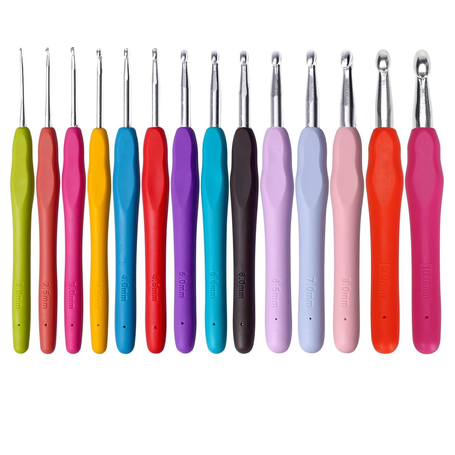 14-Piece Ergonomic Crochet Hooks Set with Soft Grip Handles - Smooth Knitting Needles Kit for Beginners & Adults - Arthritis-Friendly Crochet Needles for Women - Perfect for DIY Crafts, Blankets, Scarves & Home Decor Projects
