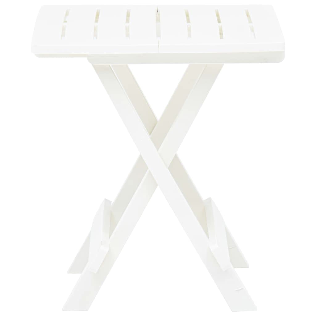 SKM Folding Patio Table - White Plastic Outdoor Side Table 17.7