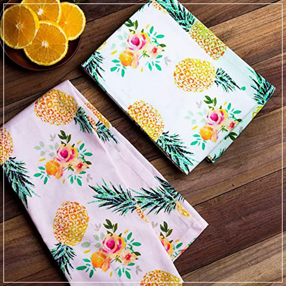 Premium 100% Ring Spun Cotton Kitchen Towels Set of 3 - Super Absorbent 17.7