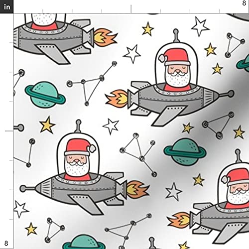 Premium Spoonflower Fabric - Christmas Santa Claus & Space Planets Constellations Print on Petal Signature Cotton by The Yard | Perfect for Sewing, Quilting, Apparel, Crafts & Holiday Decor | Great for Christmas Stockings, Tree Skirts & Festive Home Decor
