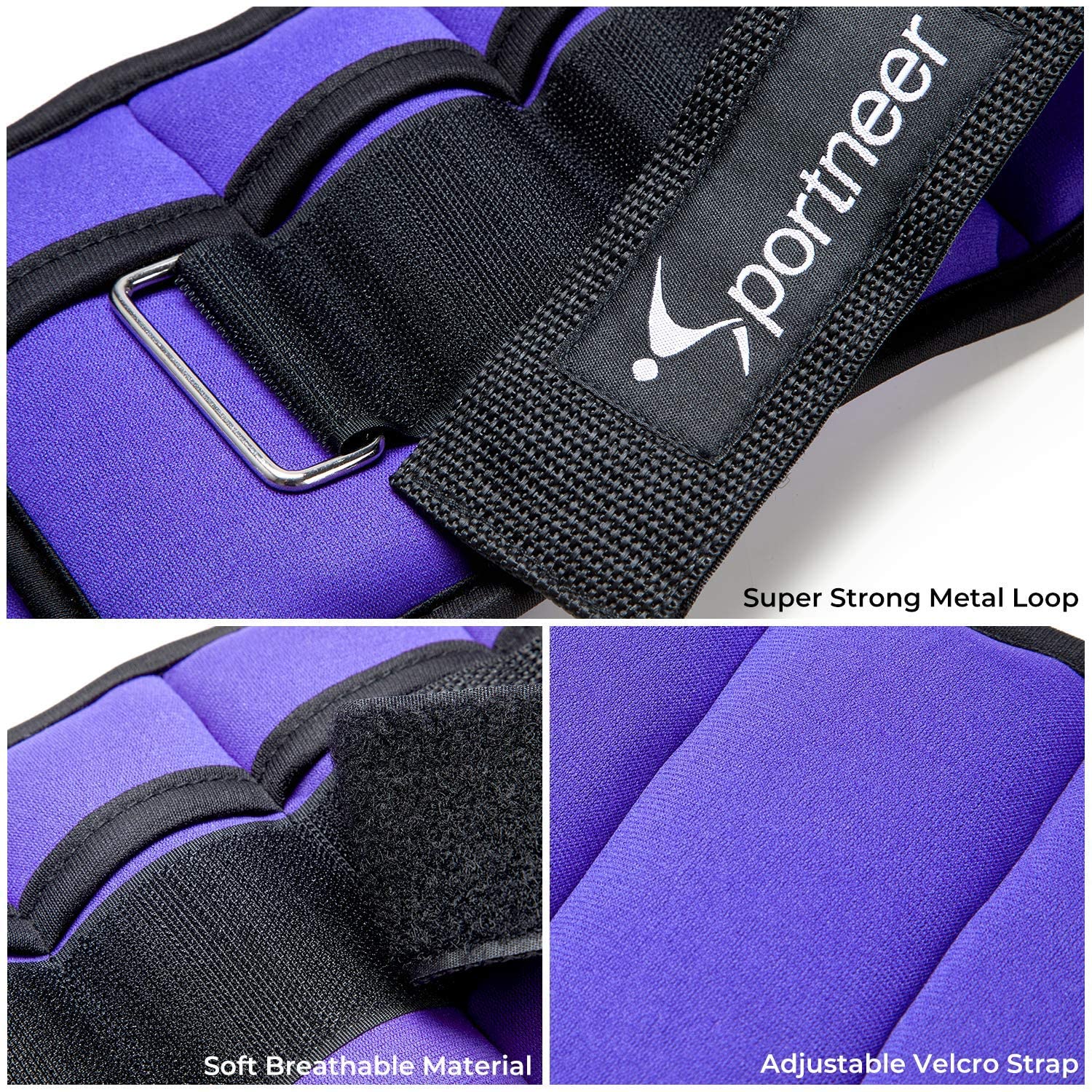 Sportneer Adjustable Ankle Weights 2 lbs Each (4 lbs Pair) & Hand Weights 2 lbs Each (4 lbs Pair) - Perfect for Home Workouts, Running, Yoga, and Strength Training