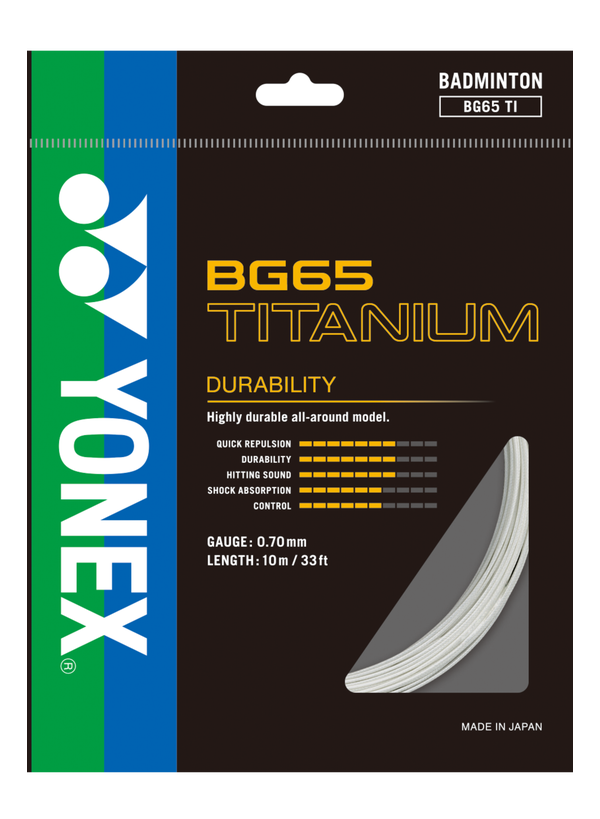 Yonex BG65 Titanium Badminton String - High-Performance Racket String for Durability & Control | Perfect for Competitive Play & Training