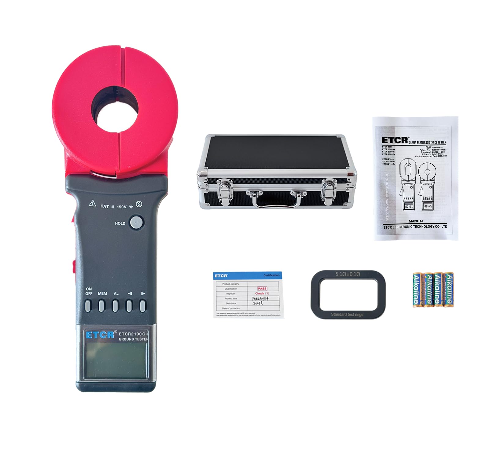 ETCR2100C+ Digital Clamp Ground Earth Resistance Tester Meter (0.01-1200Ω, 0.00mA-20.0A) - Professional Electrical Testing Tool for Industrial Maintenance, Solar Panel Systems & Home Wiring Safety