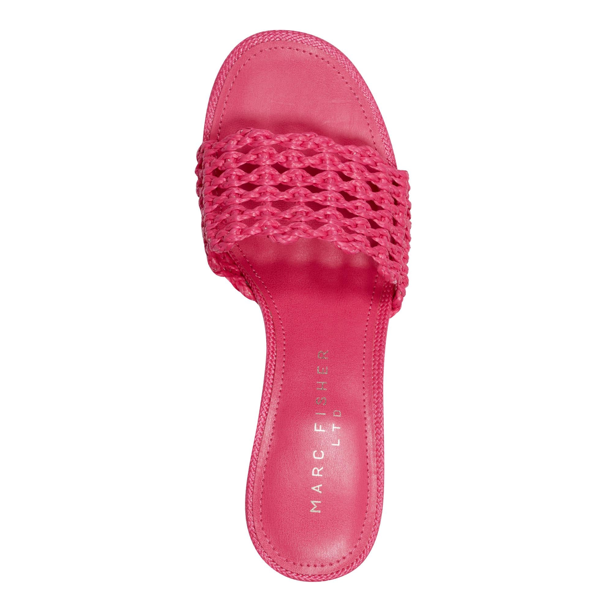 Marc Fisher Ltd Women's Jazmine Pink 89241/Ft Raffia Braid Woven Sandals - Comfortable Summer Beach Shoes for Women, Perfect for Vacation, Poolside, and Casual Outings