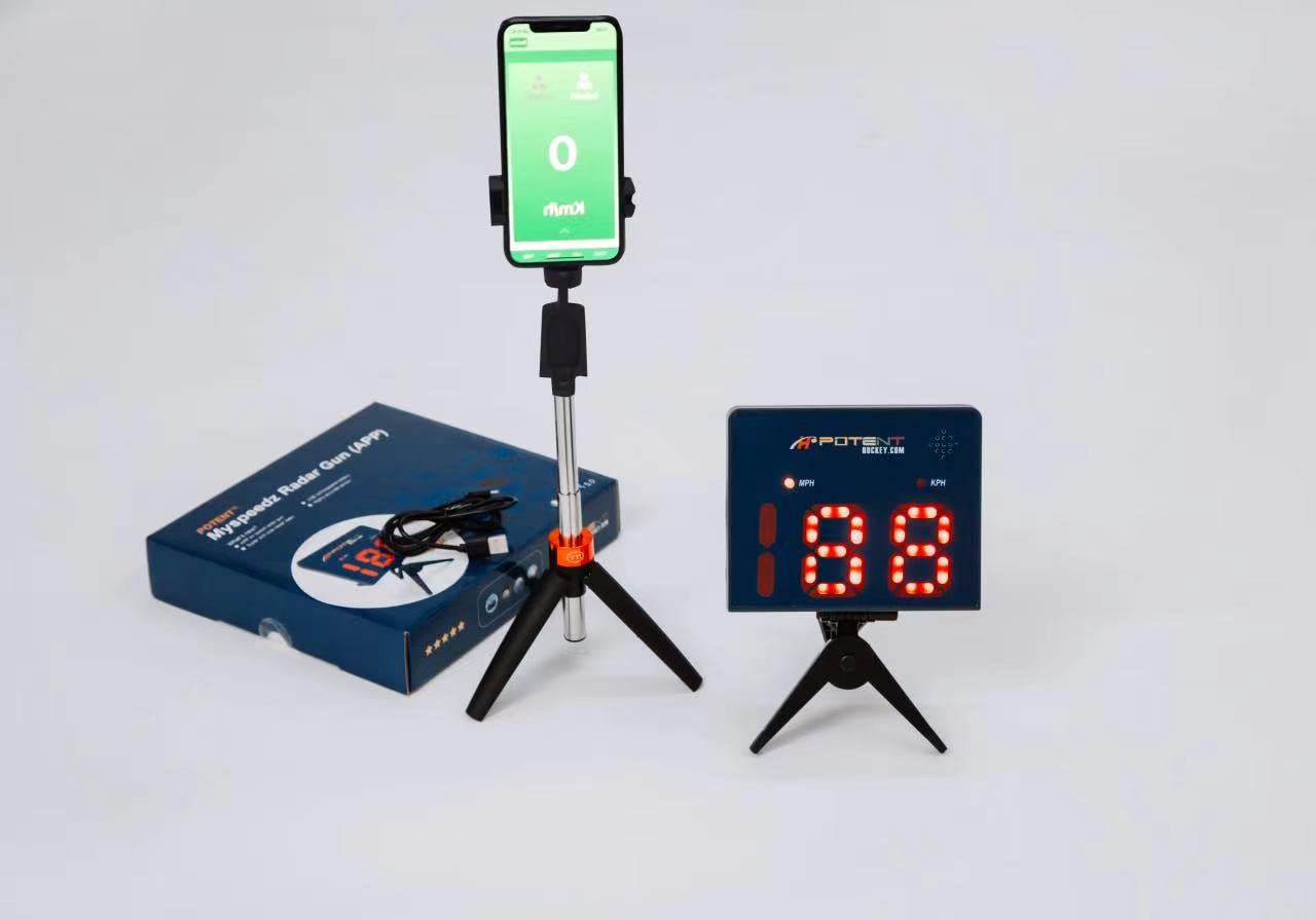 Speed Radar Gun 2.0 with App Support (Android & iOS) - Instant Baseball & Hockey Pitch/Shot Speed Measurement - Training Tool for Athletes & Coaches - Perfect for Baseball Practice, Hockey Training & Sports Performance Analysis