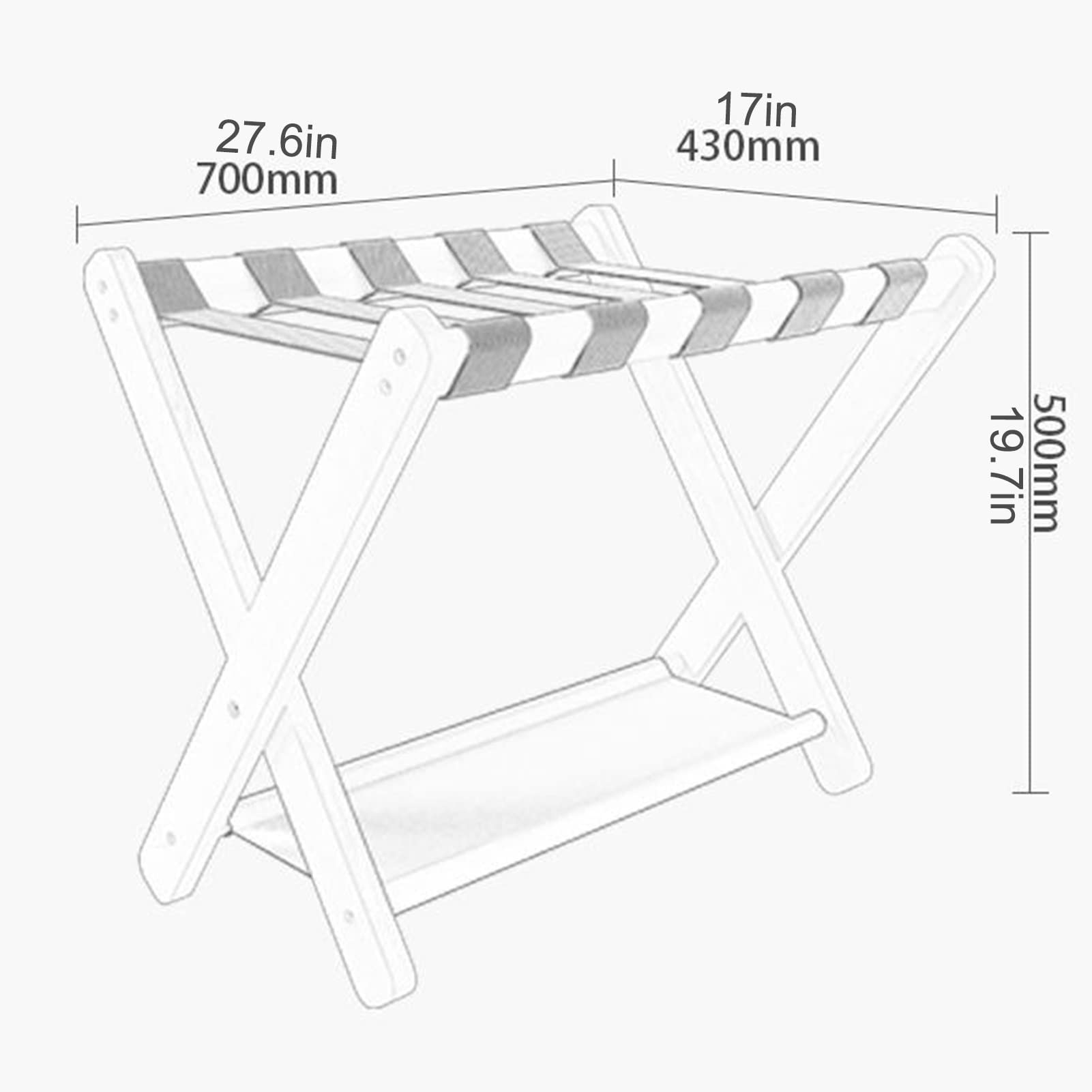 Foldable Wooden Luggage Rack Set of 2 - Double Tier Suitcase Stand with Shoe Shelf | Portable Travel Bag Storage Organizer | Perfect for Bedroom, Hotel & Small Space Organization | Durable Home Storage Solution