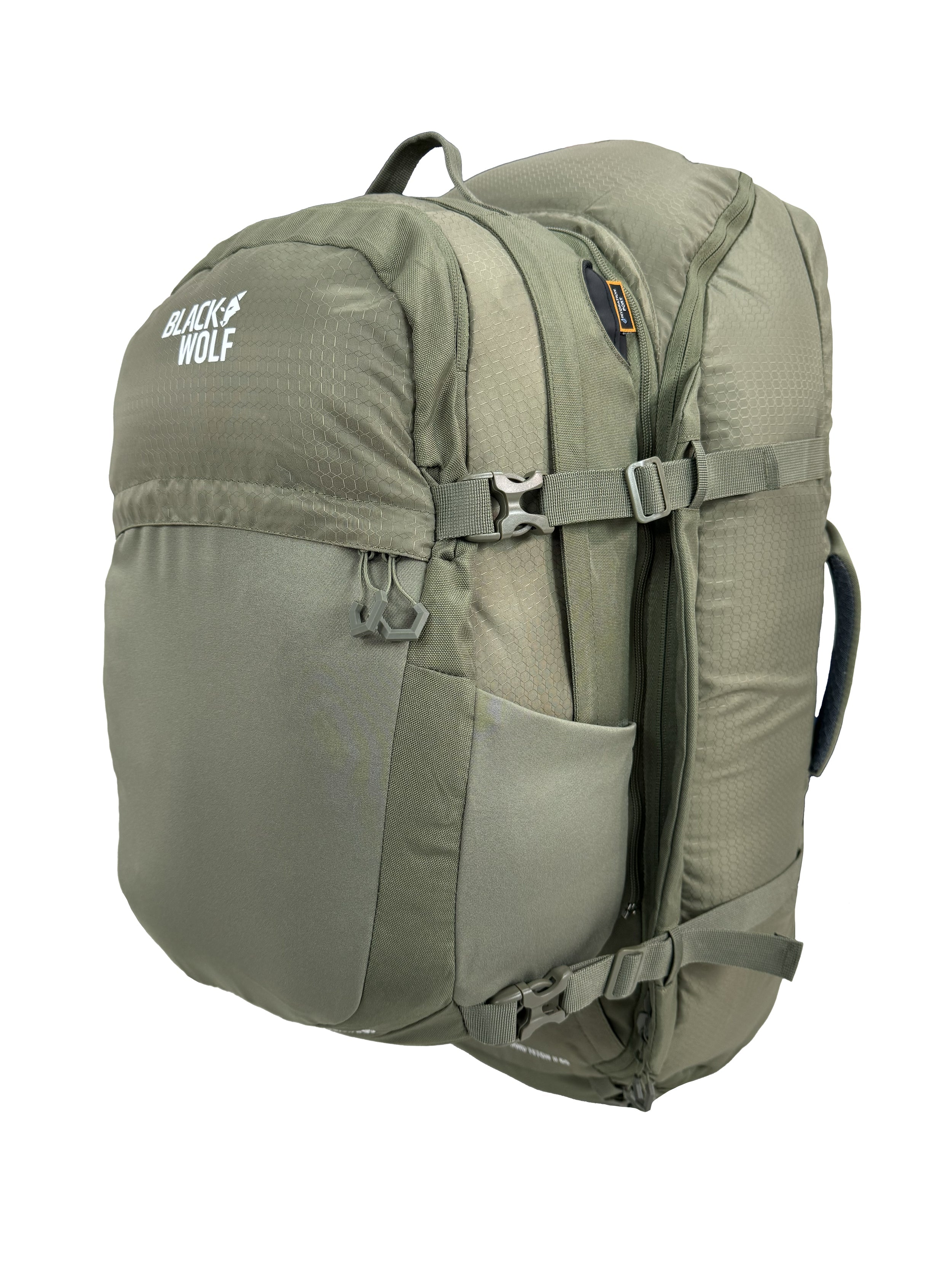 Black Wolf Grand Teton 65L Backpack - Lightweight Hiking Backpack for Men & Women, Water-Resistant Moss Green Outdoor Gear for Camping, Trekking & Travel Adventures