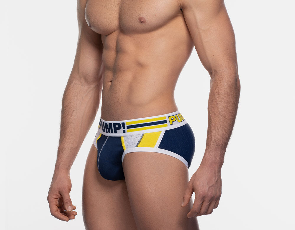 PUMP! Recharge Brief - Breathable Mesh Underwear for Men in Navy Blue | Comfortable & Supportive for Gym, Running & Daily Wear
