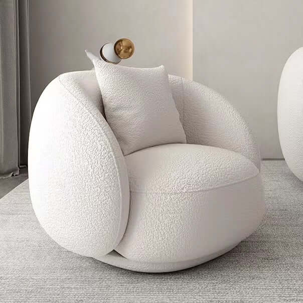 Modern White Accent Chair - Gwyneth Ivory Bouclé Sherpa Lounge Chair for Living Room, Bedroom & Office - Cozy Reading Nook & Relaxation Chair