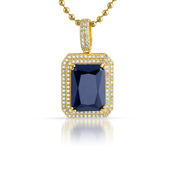 925 Sterling Silver Blue Gemstone Iced Out Pendant Necklace for Women - Perfect for Parties, Weddings & Everyday Elegance