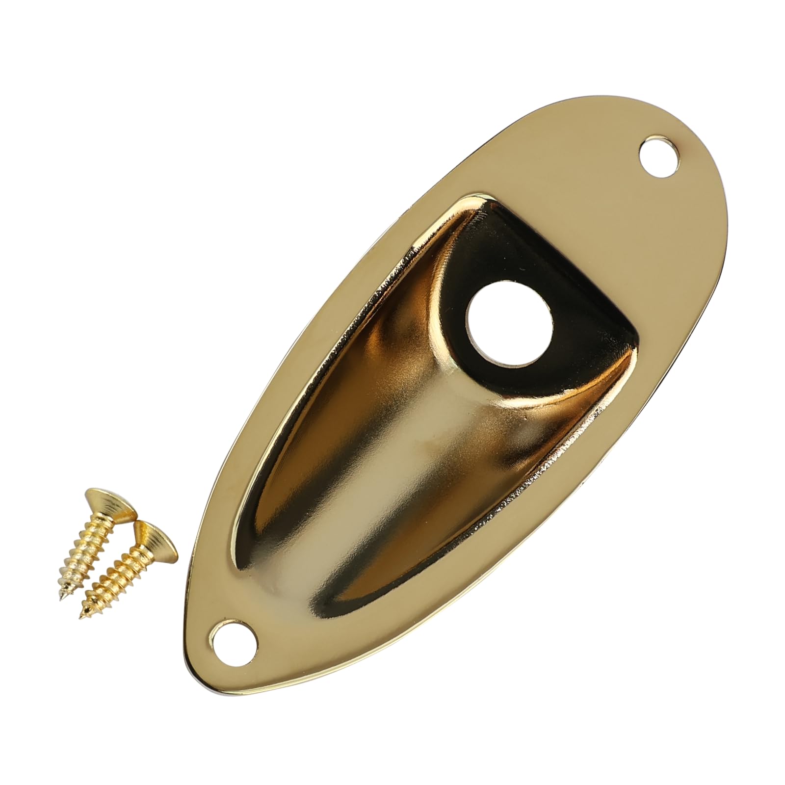 Stainless Steel Boat Shape Electric Guitar Output Jack Plate - Gold Input Jackplate Compatible with Stratocaster & Strat Style Guitars | Replacement Part for Guitar Repair & Maintenance | Perfect for DIY Guitar Upgrades & Professional Installations