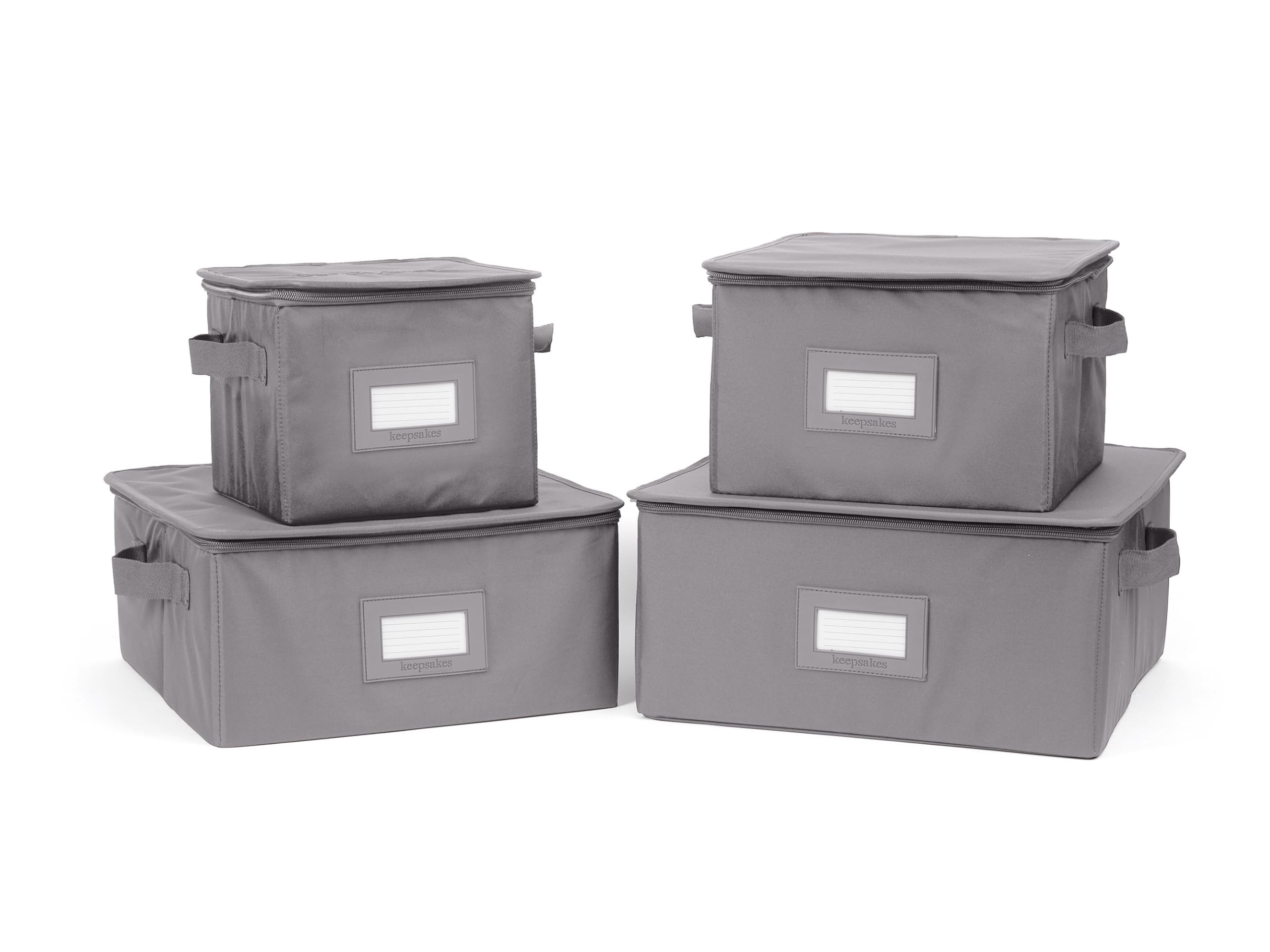 Covermates Keepsakes Dish Storage Box – Stackable Organizer with Reinforced Handles for China, Plates & Glassware – Durable Graphite Kitchen Cabinet Storage Solution for Home & Restaurant Use