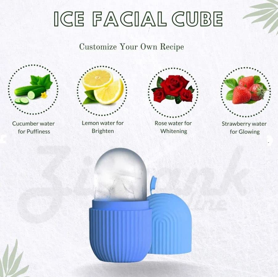 Reusable Silicone Ice Face Roller for Skin Tightening & Glowing - Cooling Facial Massager for Puffiness & Wrinkles - Blue (Pack of 1) | Perfect for Morning Routine, Post-Workout Recovery & Spa Night