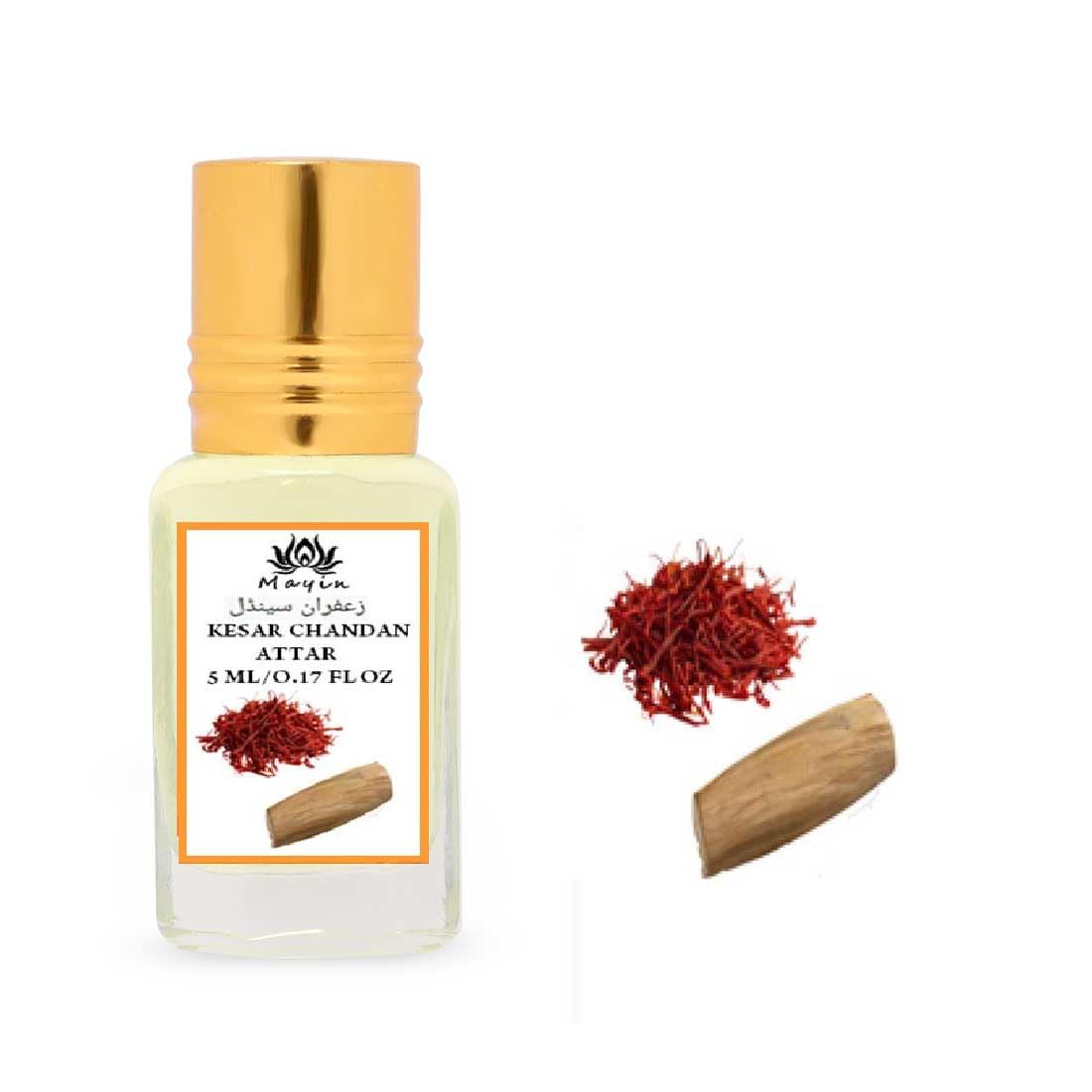 Premium Kesar Chandan Attar Perfume Oil - 5ml Luxury Saffron Sandalwood Fragrance for Men & Women - Perfect for Meditation, Aromatherapy & Special Occasions