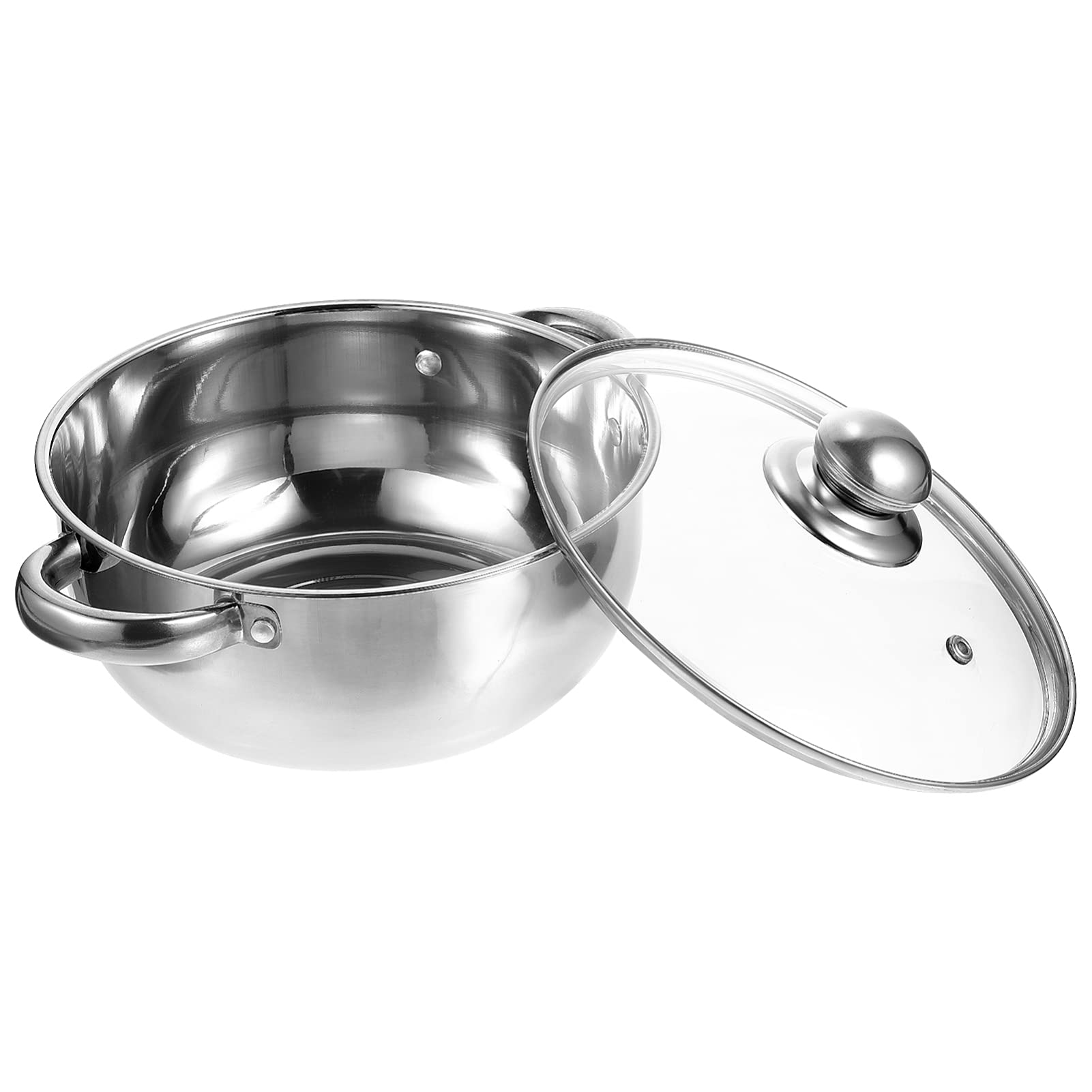 YARNOW 5 Quart Stainless Steel Soup Pot with Lid - Stock Pot, Milk Pot, Casserole, Pasta & Cooking Pot for Home Kitchen (Black, 24x18x12cm) - Perfect for Soups, Stews, Sauces & Meal Prep