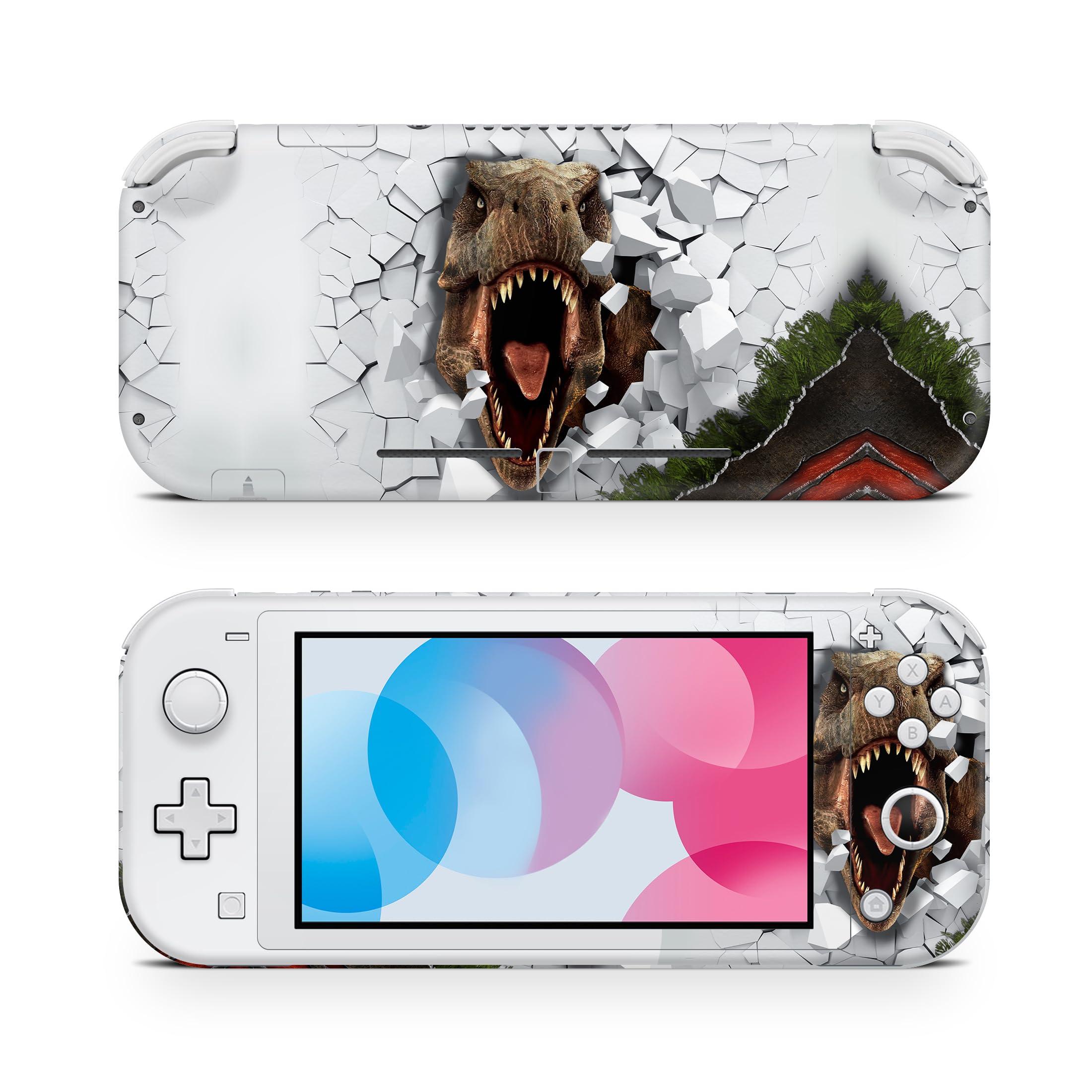 ZOOMHITSKINS Nintendo Switch Lite Skin - Dinosaur White Wall Roar Reptile T-Rex Design | Premium 3M Vinyl Wrap | Durable & Perfect Fit | Easy to Install | Made in USA | Great for Gaming Protection & Personalization
