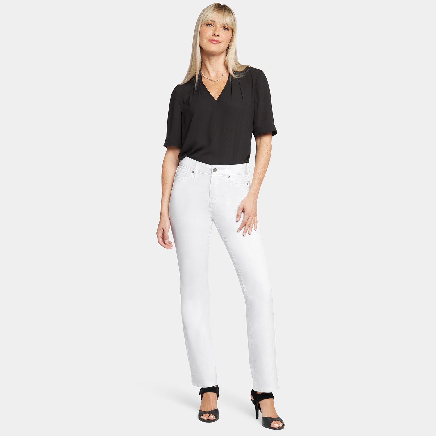 Ellison Straight Jeans for Women - High Waist Slim Fit Stretch Denim Pants in Optic White | Perfect for Casual Wear, Office & Date Nights
