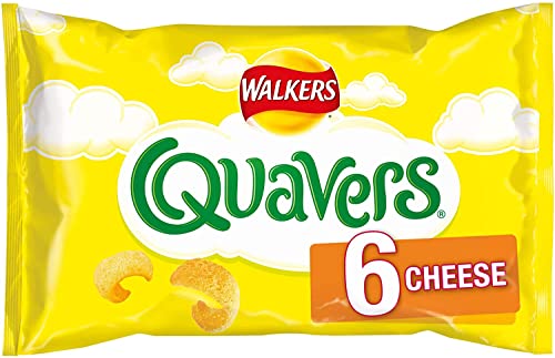 Cheese Quavers Snacks by Walkers - 6 Pack (16.5g Each) | Crunchy Cheese Flavored Crisps for Parties, Lunchboxes & On-the-Go Snacking