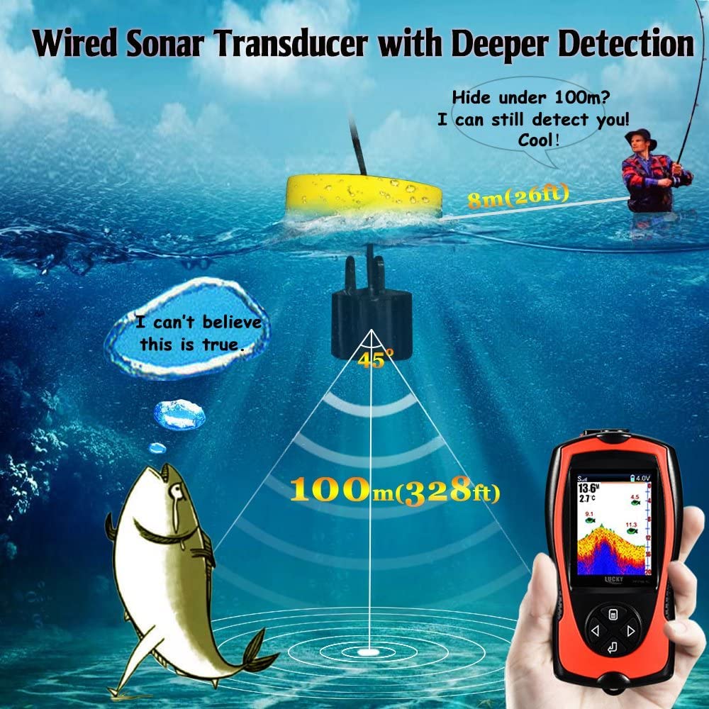 Portable Handheld Fish Finder with Depth Sensor - Kayak & Boat Fishing Sonar Detector for Freshwater & Saltwater - Ideal for Sea Fishing, Lake Fishing, and Kayak Anglers
