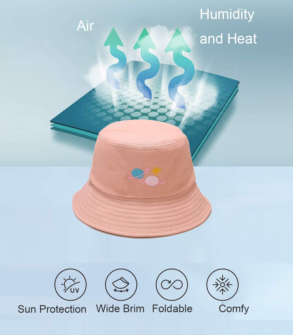KEKY Summer Beige Print Bucket Hat for Women & Men - Pineapple Banana Beach Hat, Foldable Sun Hat for Fishing, Outdoor, Travel & Casual Wear