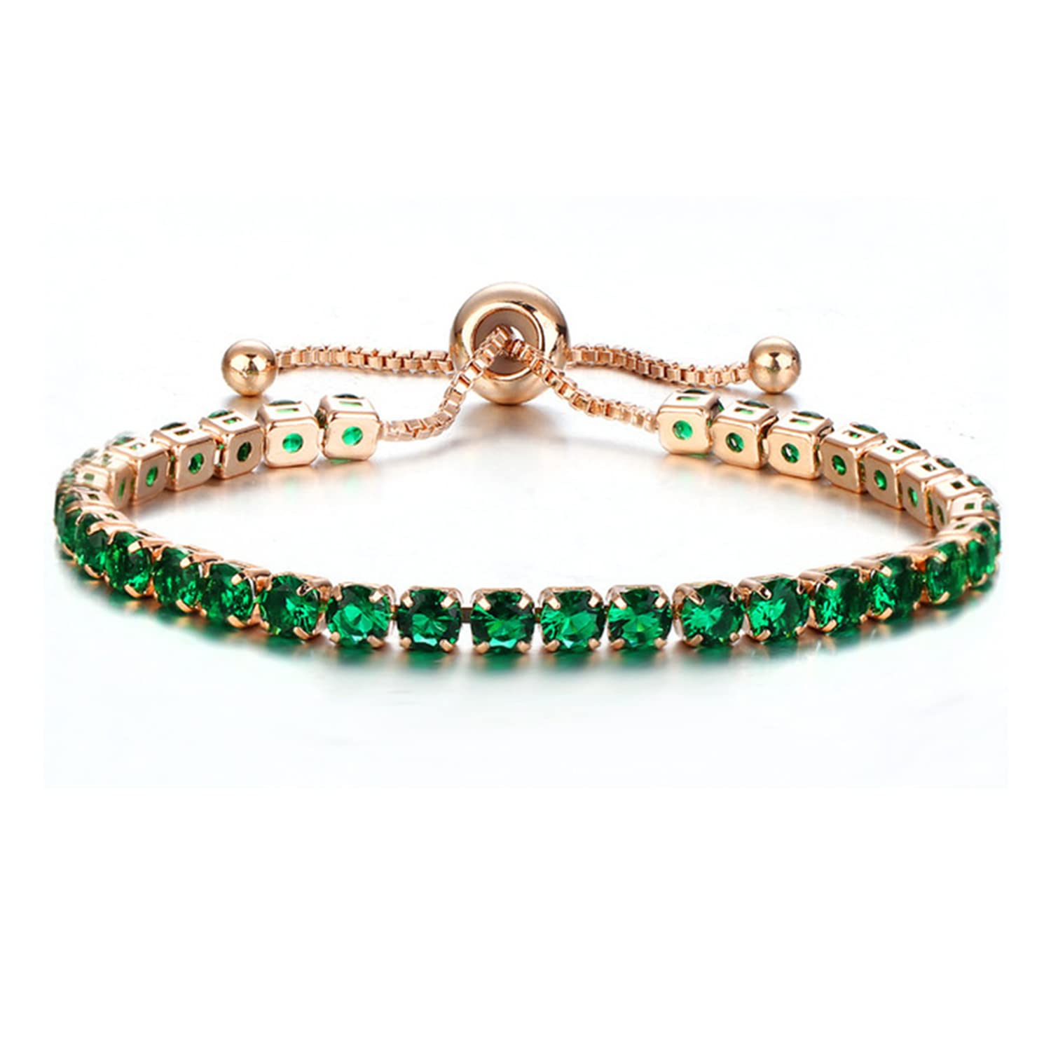 Elegant Cubic Zirconia Tennis Bracelet for Women - Adjustable Birthstone Rhinestone Slider Chain Bracelet, Dainty Fashion Jewelry Gift for Girls, Teens & Women | Perfect for Birthday, Anniversary & Special Occasions