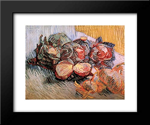 Vincent van Gogh Still Life With Red Cabbages And Onions - 24x20 Framed Wall Art Print | Classic Oil Painting Reproduction for Living Room, Bedroom & Office Decor