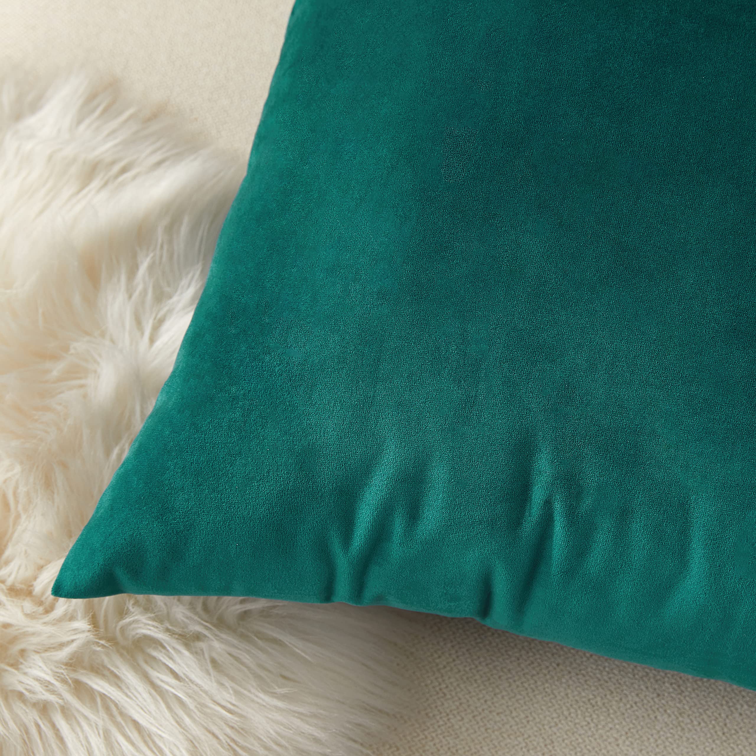 Premium Set of 2 Velvet Teal Throw Pillow Covers 20x20 Inches - Soft Decorative Square Cushion Covers for Sofa, Couch, Bed & Home Decor - Perfect for Living Room, Bedroom & Dorm Styling