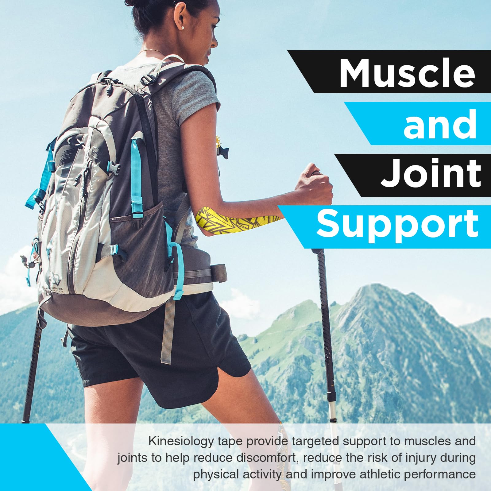 OK TAPE Hypoallergenic Digital Printed Kinesiology Tape - 2 Rolls Elastic Sports Athletic Tape (2in×16.4ft Uncut) for Muscle Support, Pain Relief & Injury Recovery - Perfect for Athletes, Gym Workouts & Physical Therapy