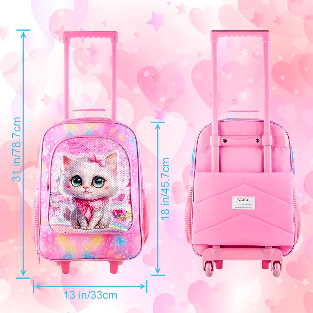 Kids Rolling Luggage for Boys and Girls - Toddler Travel Carry-On Suitcase with Wheels - Perfect for Airplane Trips, Family Vacations & School Sleepovers