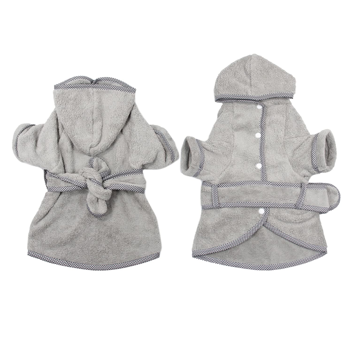 Premium Microfiber Dog Bathrobe - Fast Drying Absorbent Hooded Bath Towel for Small Medium Large Dogs & Cats (2XL, Gray) | Post-Bath Drying, Grooming, Spa Day & Home Relaxation