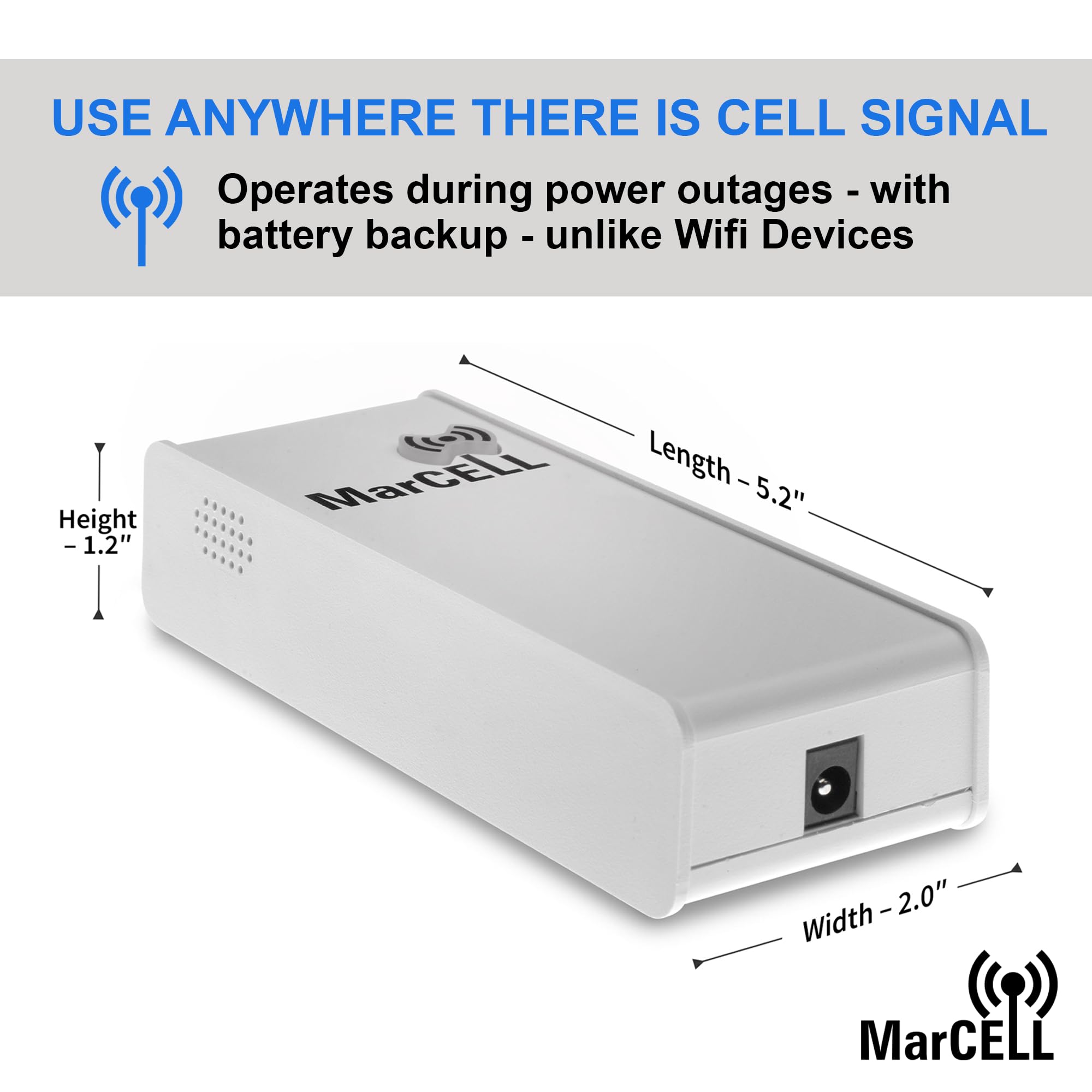 MarCELL Cellular Temperature, Humidity & Power Monitor for Verizon - USA Made - 24/7 Remote Monitoring with Instant Alerts - Ideal for RV, Pet Safety, Vacation Homes & Greenhouse Monitoring
