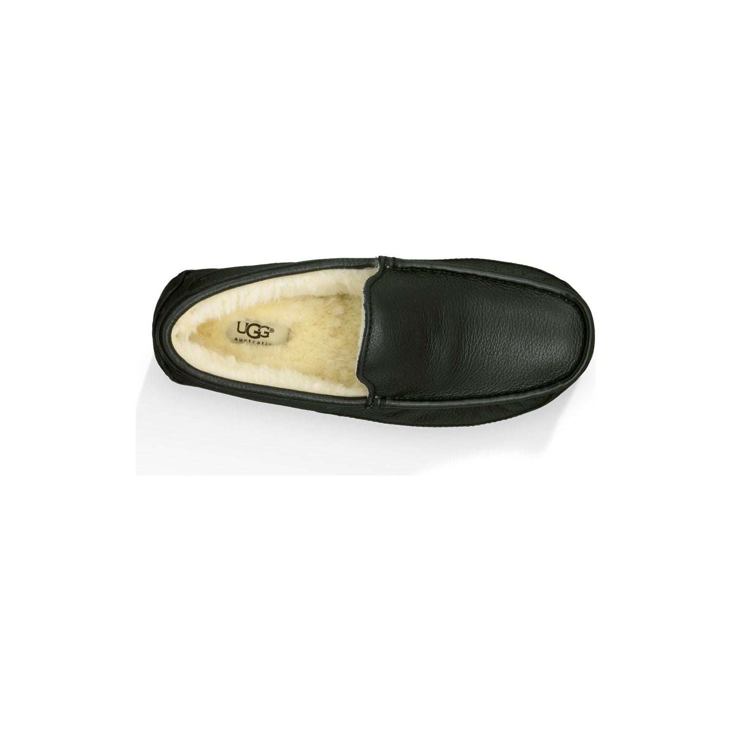 UGG Men's Ascot Leather Slippers - Black Genuine Leather House Shoes for Indoor & Outdoor Comfort | Perfect for Lounging at Home, Running Errands, and Travel