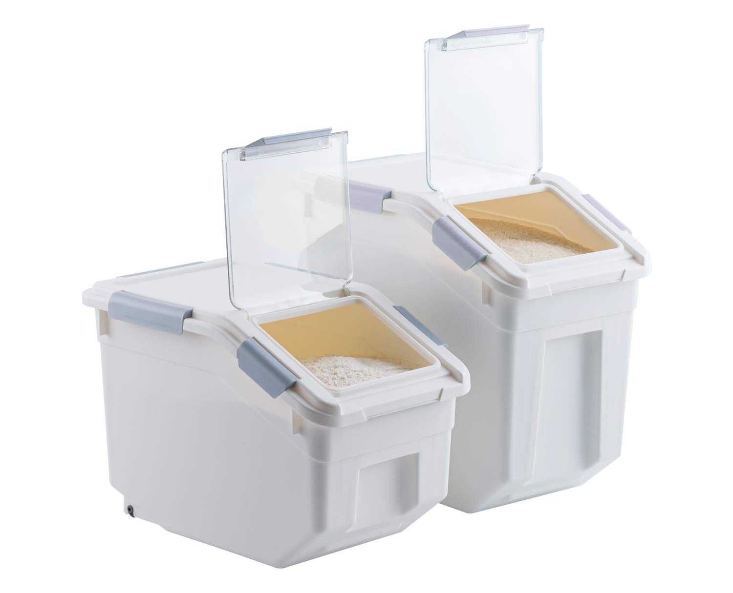 LISM 2 Pack 25LB Airtight Dog Food Storage Container with Scoop - Large Pet Food Bin for Dry Dog & Cat Food, Treats, Rice - Also Perfect for Baking Supplies, Flour, Cereal & Kitchen Pantry Storage - Ideal for Pet Owners & Home Organization