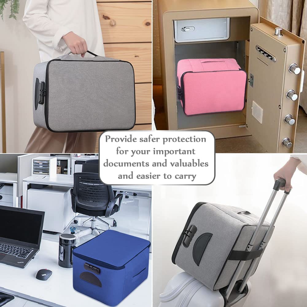 Premium High Capacity Oxford Document Organizer Bag with 4 Detachable Layers & Secure Code Lock - Large Waterproof File Storage for A4 Folders, Laptops, Certificates, Cash & Valuables (Pink) - Ideal for Business Travel, Office Organization & School Use