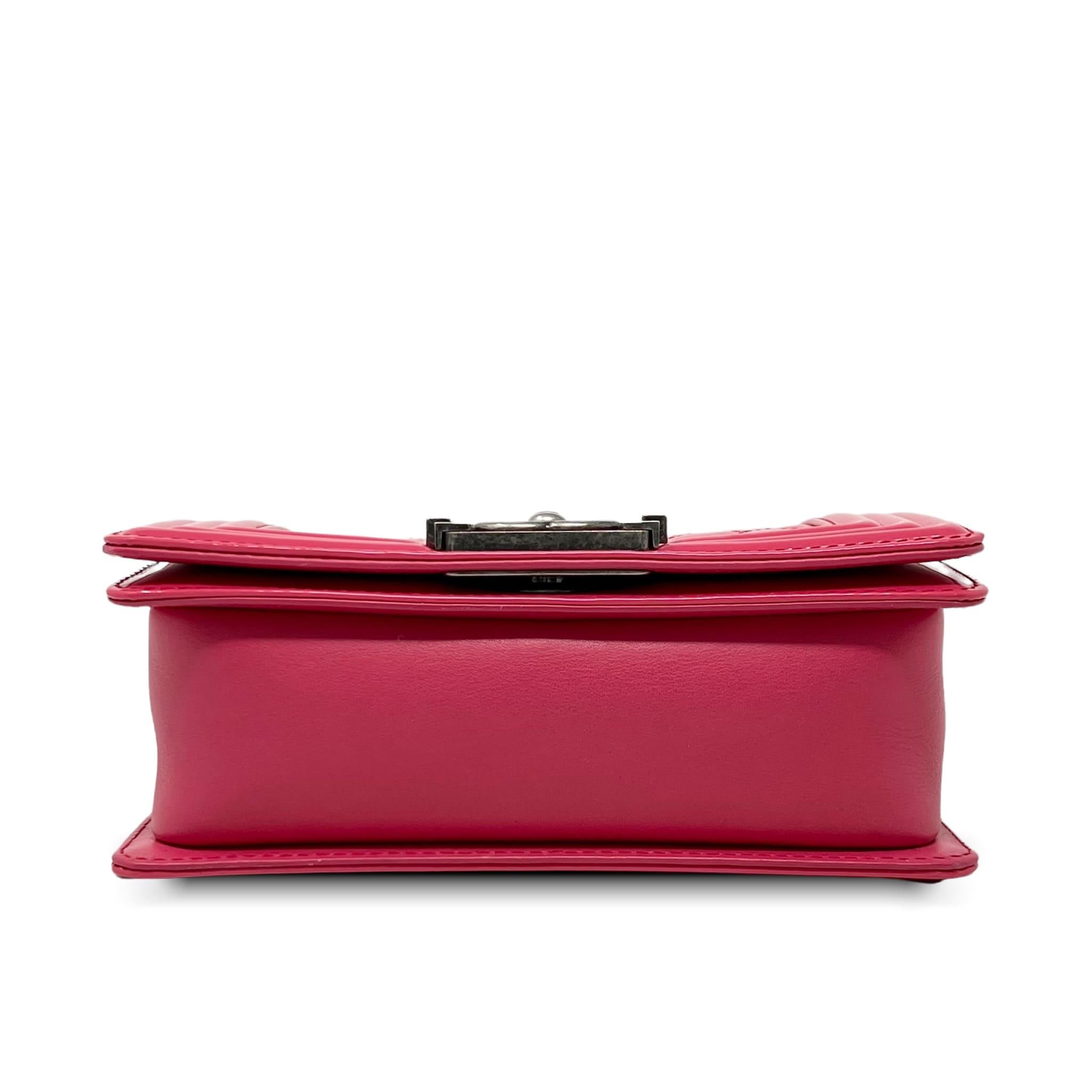 Chanel Pink Patent Leather Small Boy Bag - Luxury Crossbody Handbag for Women, Perfect for Parties, Dates & Special Occasions