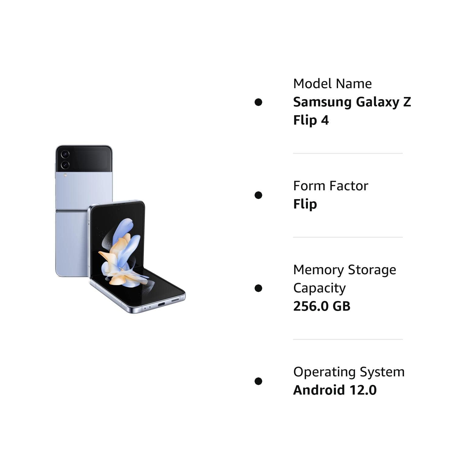 SAMSUNG Galaxy Z Flip 4 5G Unlocked Smartphone - US Version 256GB Storage in Blue | Refurbished | Perfect for Travel, Work & Stylish Selfies
