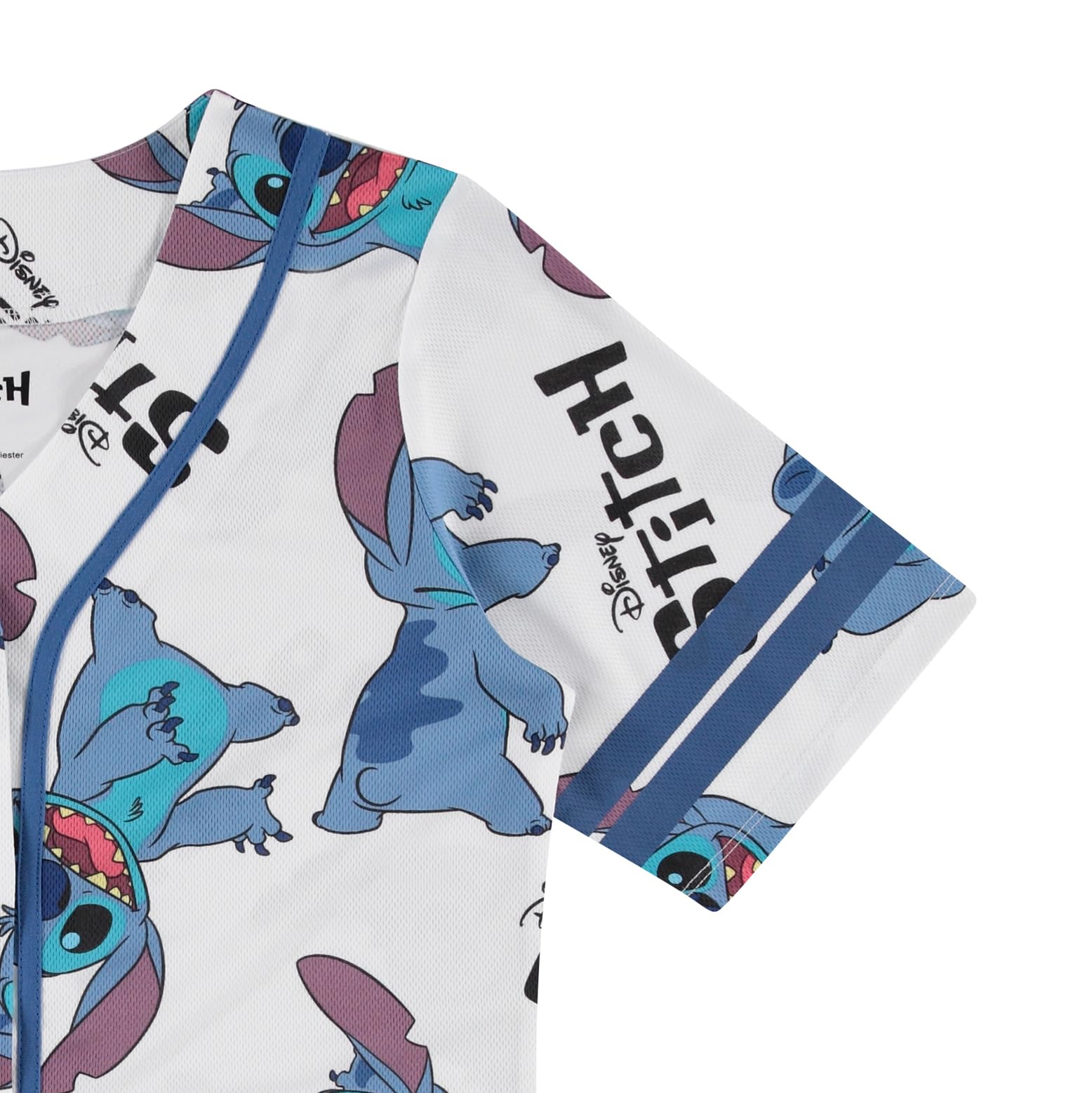 Disney Lilo & Stitch Women's Baseball Jersey - Classic Hawaiian Print Anime Cosplay Shirt for Disney Fans, Halloween Costume & Themed Parties