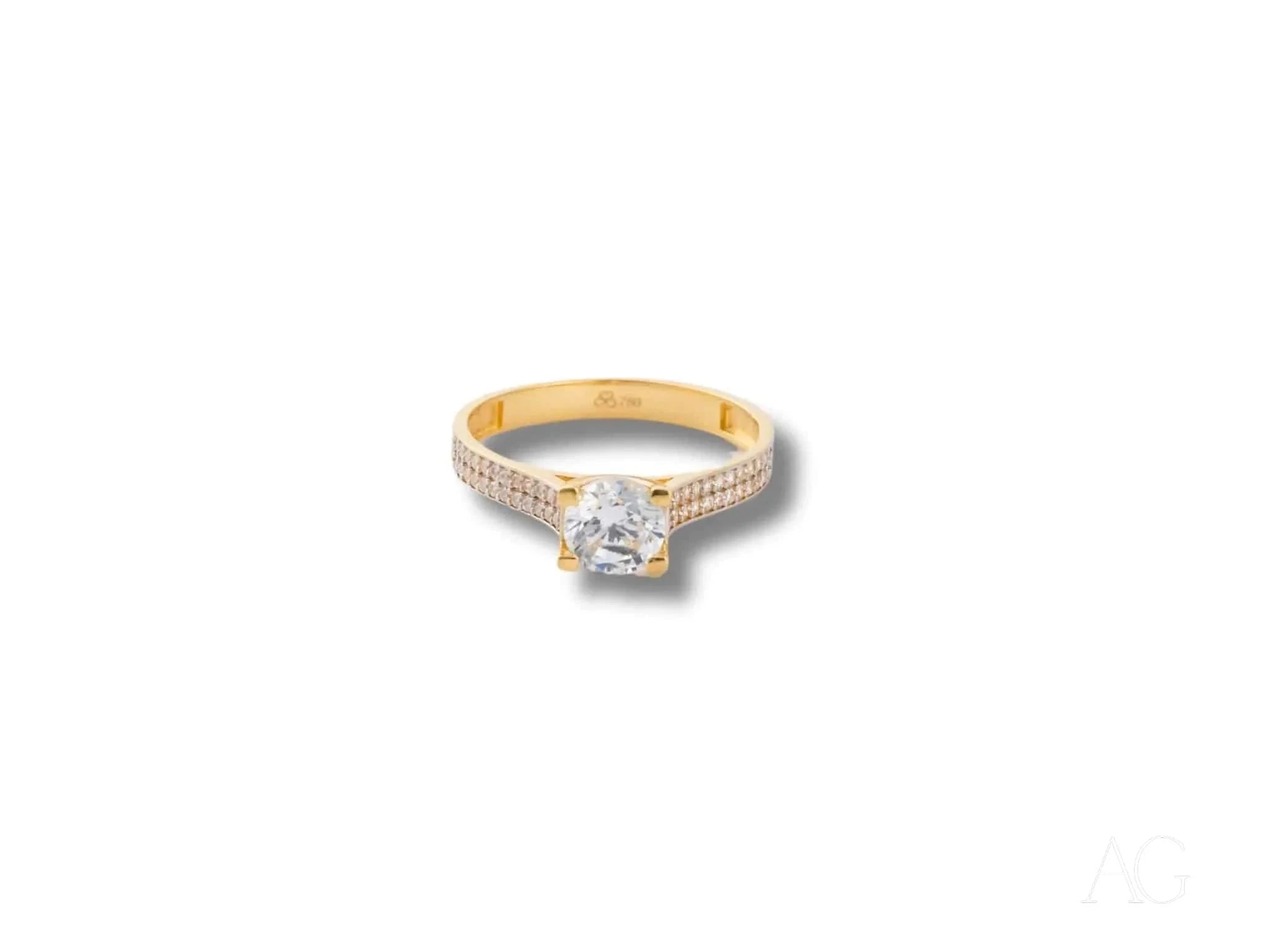 18K Yellow Gold CZ Engagement Ring for Women - Timeless Sparkling Elegance - Perfect for Proposals, Anniversaries & Special Occasions