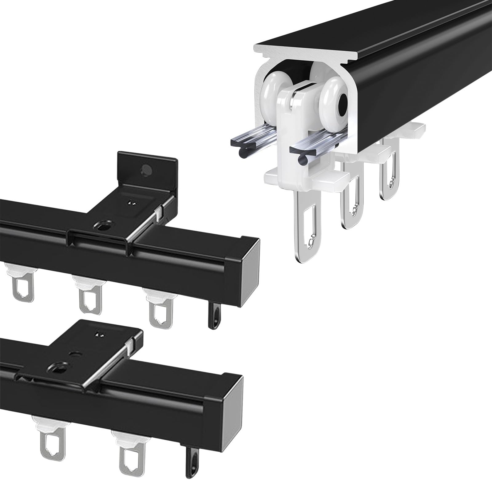 Heavy Duty Aluminum Curtain Track System - 50cm to 600cm Adjustable Length for Ceiling or Wall Mount | Smooth Slide Rails for Living Room, Office, Window & Room Divider | Perfect for Home Decor, Partition Spaces & Light Control