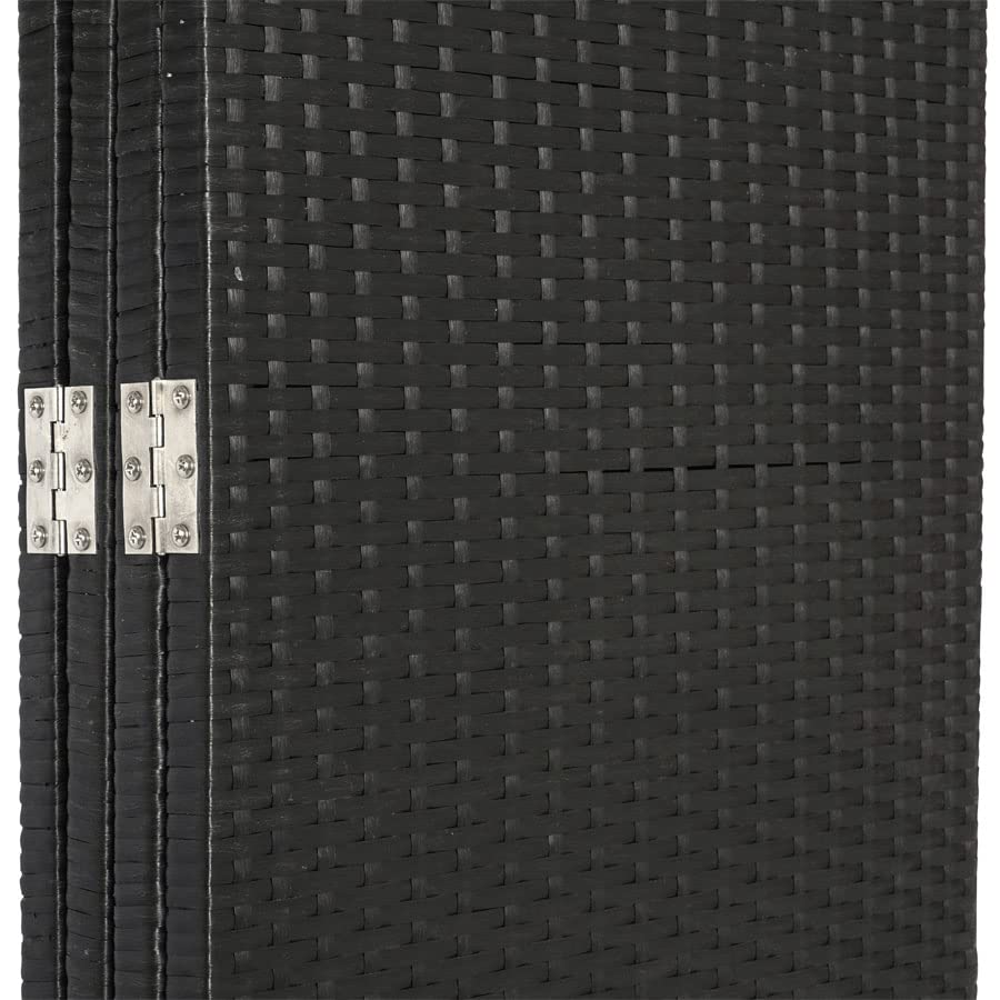 4-Panel Patio Privacy Screen - Black Resin Wicker Outdoor Room Divider - Weather Resistant for Deck, Garden, Balcony & Poolside