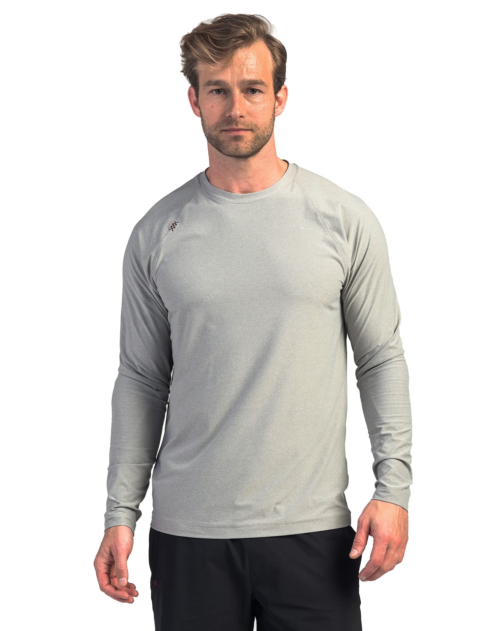 Rhone Reign Men's Long Sleeve Workout Shirt - Anti-Odor & Quick Dry Gym Shirt with UPF 50+ Sun Protection - Perfect for Running, Training & Outdoor Activities