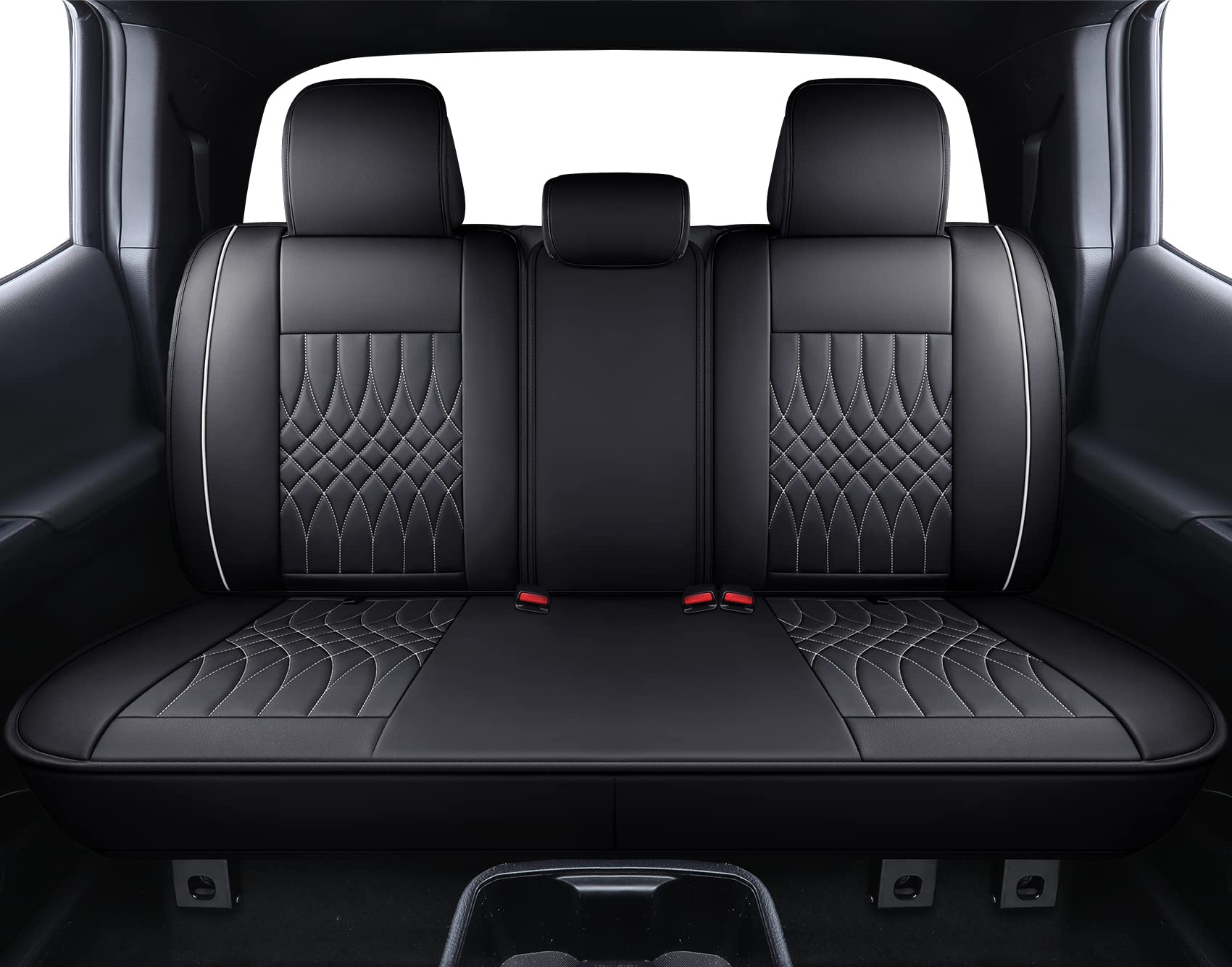 YIERTAI 5-Piece Black & White Seat Covers for 2005-2025 Toyota Tacoma Access Cab, Crew Cab, Double Cab, TRD Sport, Limited & Nightshade Edition - Waterproof & Durable Truck Seat Protectors for Daily Commute, Off-Road Adventures & Work Use