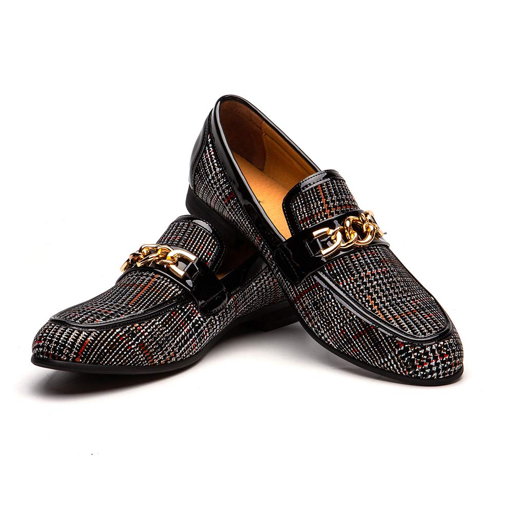 JITAI Men's Leather Loafers - Stylish Slip-On Dress Shoes with Pattern Printing for Casual & Formal Wear - Perfect for Office, Parties & Smoking Lounges