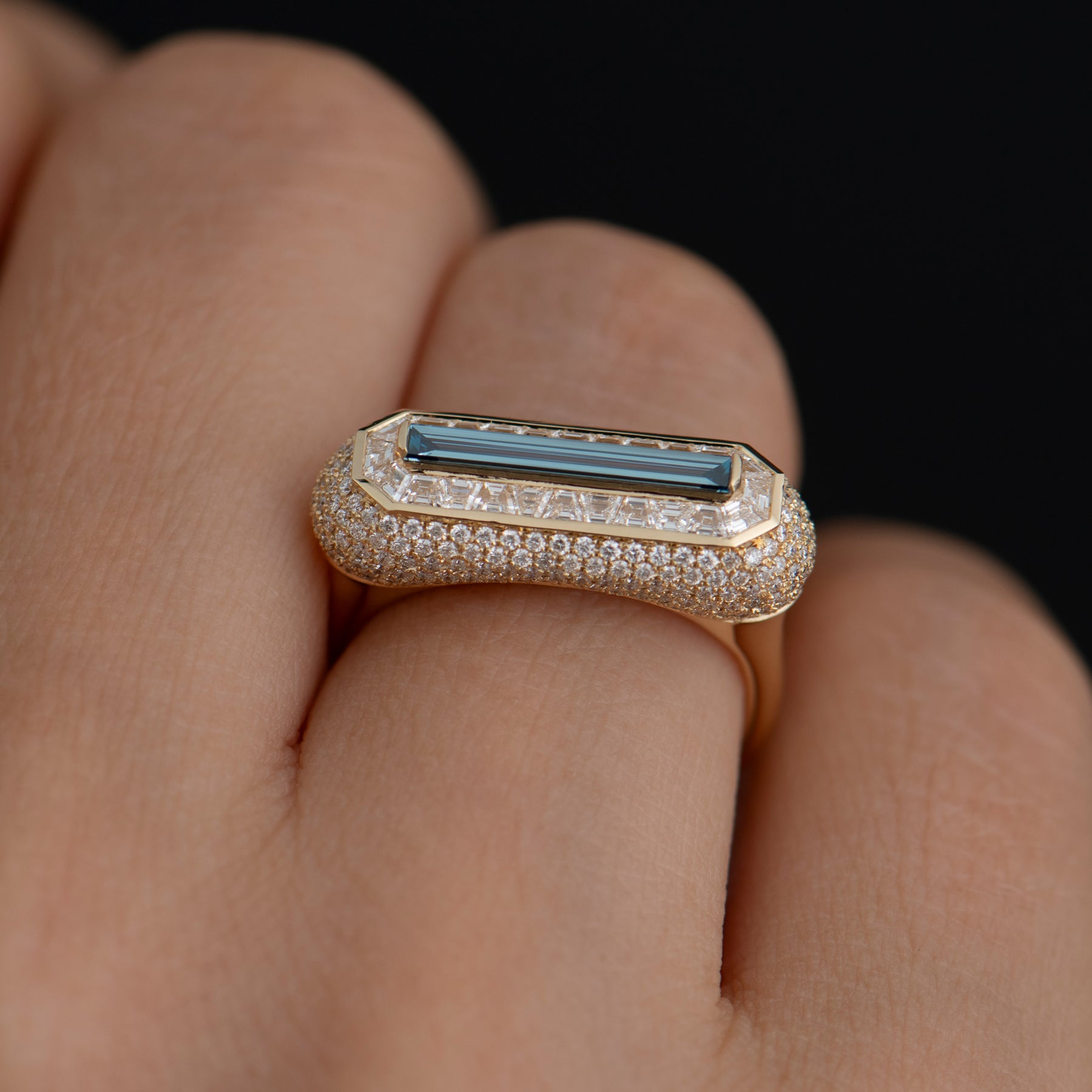Exquisite Blue Diamond Engagement Ring with Pave Setting - Perfect for Proposals, Anniversaries & Special Occasions