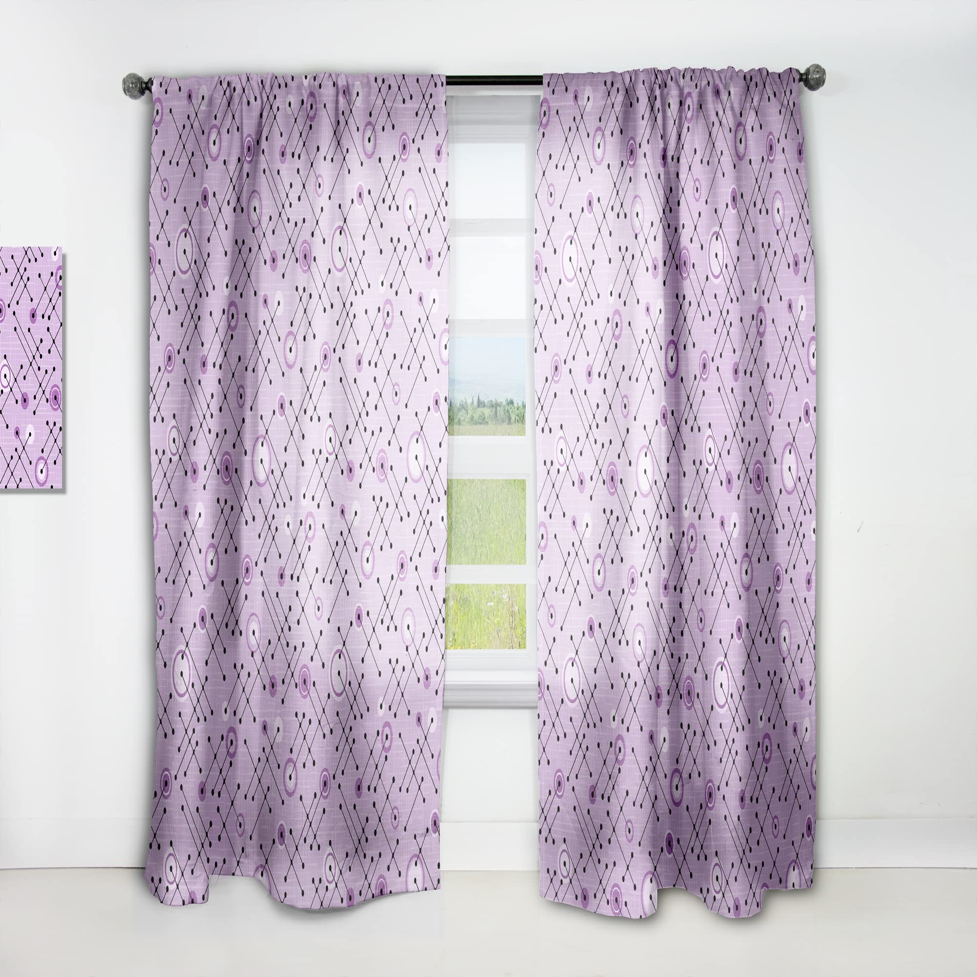 DesignQ 1950s Retro Pattern III Thermal Insulated Curtain Panel - 52x63 Inches - Vintage Style Blackout Drapes for Bedroom & Living Room - Perfect for Mid-Century Modern Home Decor & Sun Protection