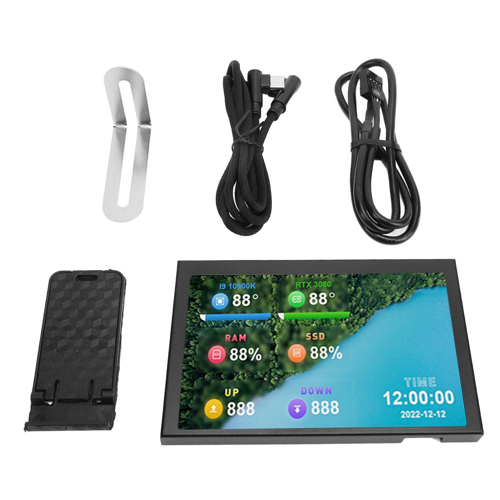 Elprico 5 Inch IPS USB Mini Screen - Computer Temp Monitor & PC CPU Data Display - USB C Secondary Screen for Real-Time Temperature Monitoring - Perfect for Gaming Rigs, Workstations, and PC Builds