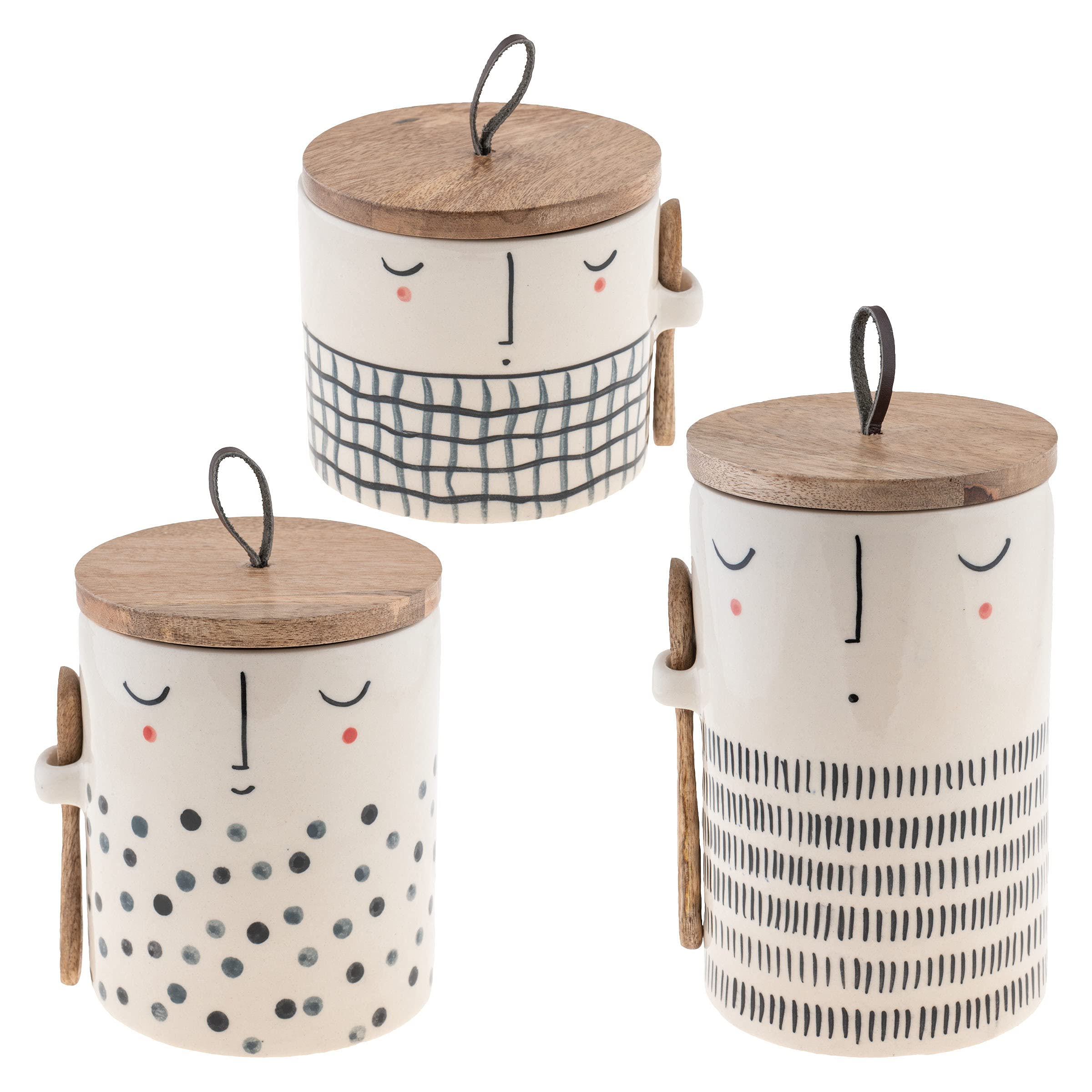 Premium Karma Gifts Canister Set - 3 Piece Kitchen Storage Jars with Airtight Lids & Measuring Spoons (Small, Medium, Large) - Elegant White Containers for Flour, Sugar, Coffee & Pantry Organization